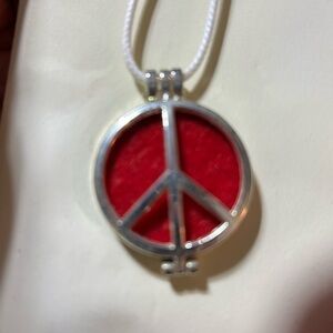 Silver Peace Pendant Necklace with essential oil diffuser-  Handcrafted